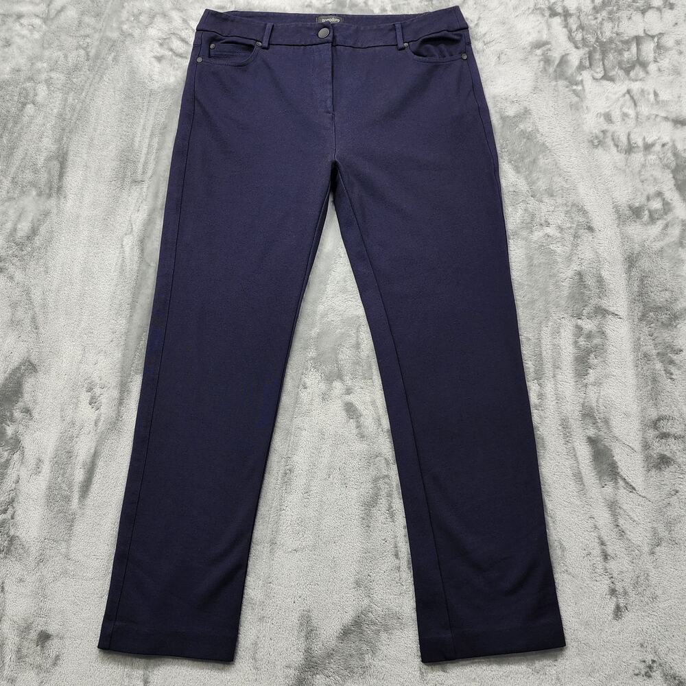 Pomodoro Pants Women 14 Blue High Rise Slim Straight Ankle Stretch Casual Office